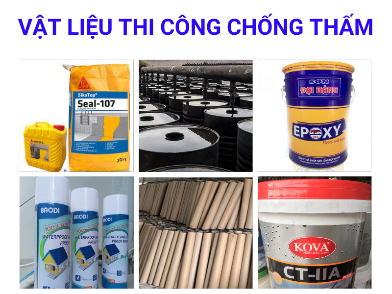 Báo giá dịch vụ chống thấm sàn mái-sân thượng - Các loại vật liệu thi công chống thấm sàn mái-sân thượng phổ biến hiện nay